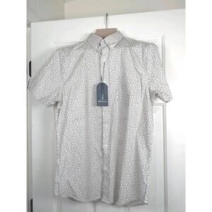 NWT Ben Sherman Men’s Small Short‎ Sleeve Floral Shirt White/Spice Stretch Slim